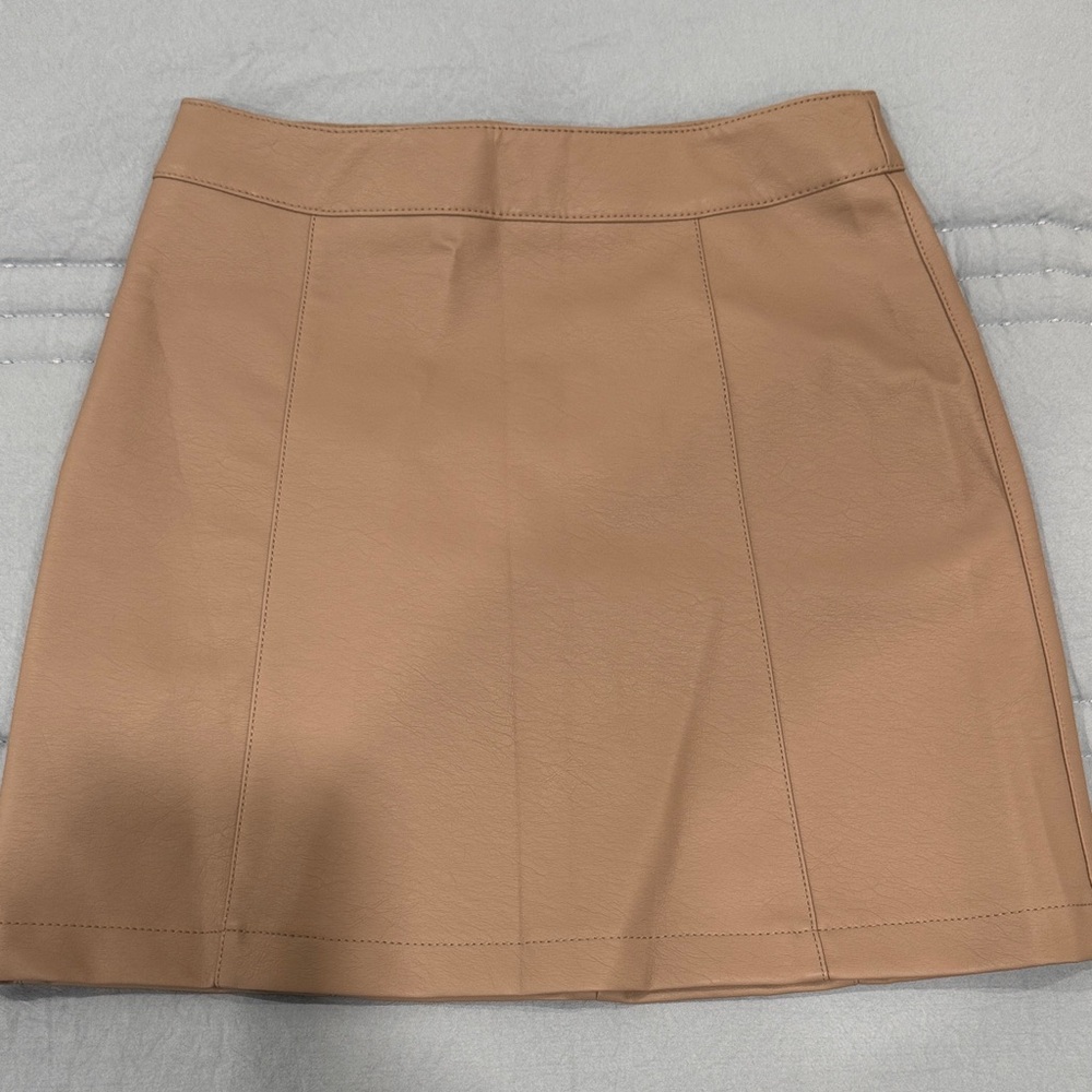 Forever 21 Tan Faux Leather Mini Skirt
